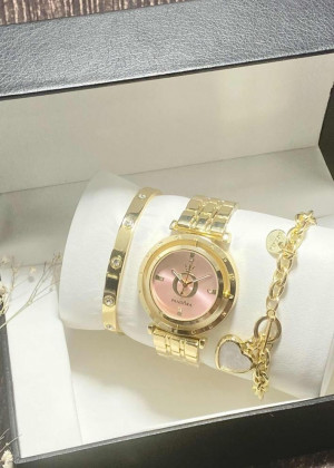 Подарочный набор для женщин часы, 2 браслета + коробка 161618