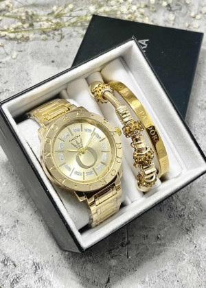 Подарочный набор для женщин часы, 2 браслета + коробка 161626