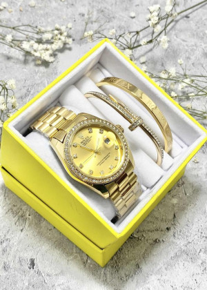 Подарочный набор для женщин часы, 2 браслета + коробка 161634