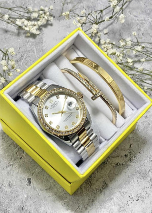 Подарочный набор для женщин часы, 2 браслета + коробка 161635