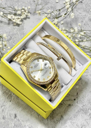 Подарочный набор для женщин часы, 2 браслета + коробка 161637