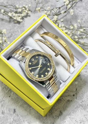 Подарочный набор для женщин часы, 2 браслета + коробка 161638