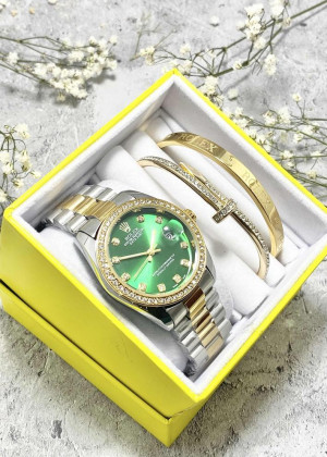 Подарочный набор для женщин часы, 2 браслета + коробка 161639