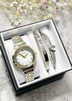 Подарочный набор для женщин часы, 2 браслета + коробка 161645