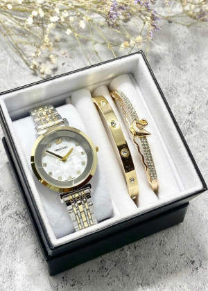 Подарочный набор для женщин часы, 2 браслета + коробка 161647