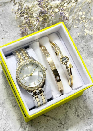 Подарочный набор для женщин часы, 2 браслета + коробка 161657