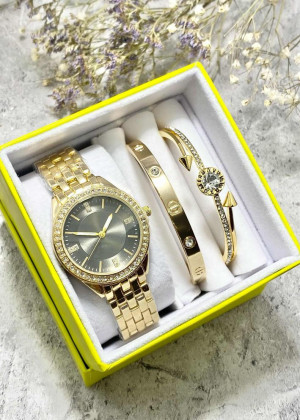 Подарочный набор для женщин часы, 2 браслета + коробка 161658