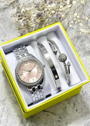 Подарочный набор для женщин часы, 2 браслета + коробка 161660