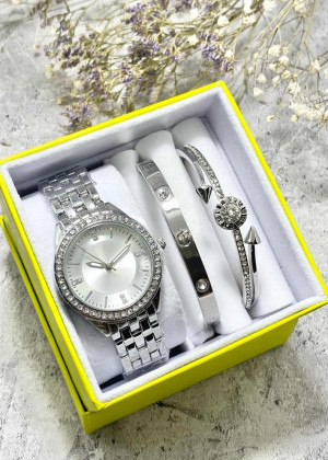 Подарочный набор для женщин часы, 2 браслета + коробка 161661