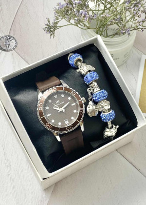 Подарочный набор для женщин часы и браслет+ коробка 161666