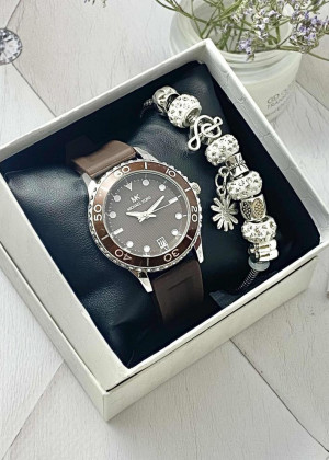 Подарочный набор для женщин часы и браслет+ коробка 161668