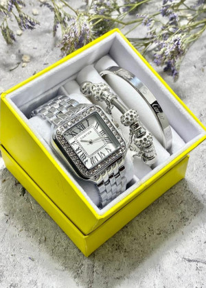 Подарочный набор для женщин часы, 2 браслета + коробка 161686