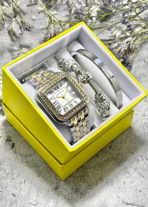 Подарочный набор для женщин часы, 2 браслета + коробка 161688