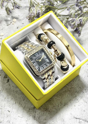 Подарочный набор для женщин часы, 2 браслета + коробка 161689