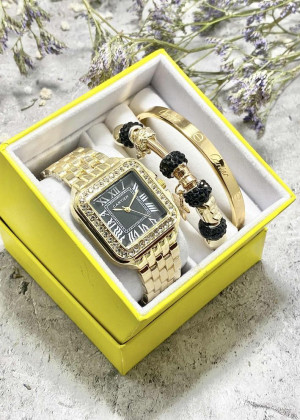 Подарочный набор для женщин часы, 2 браслета + коробка 161692