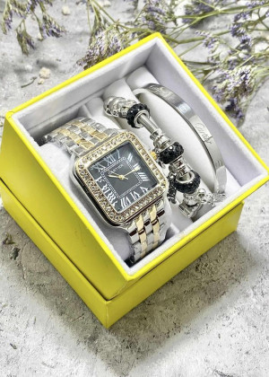 Подарочный набор для женщин часы, 2 браслета + коробка 161693