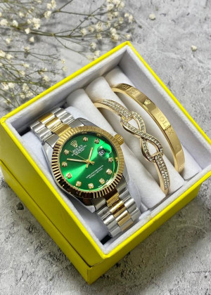 Подарочный набор для женщин часы, 2 браслета + коробка 161695