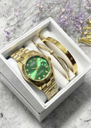 Подарочный набор для женщин часы, 2 браслета + коробка 161699
