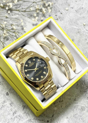 Подарочный набор для женщин часы, 2 браслета + коробка 161701