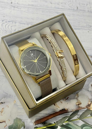 Подарочный набор для женщин часы, 2 браслета + коробка 161706