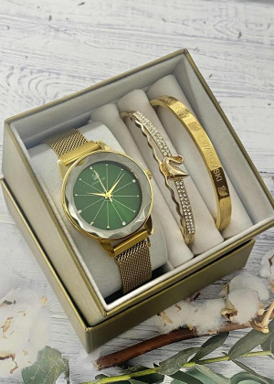 Подарочный набор для женщин часы, 2 браслета + коробка 161708