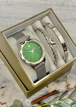 Подарочный набор для женщин часы, 2 браслета + коробка 161710