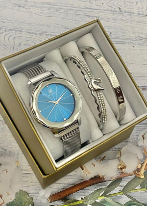 Подарочный набор для женщин часы, 2 браслета + коробка 161711