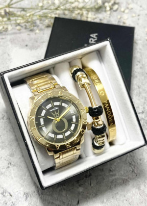 Подарочный набор для женщин часы, 2 браслета + коробка 161776