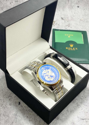 Подарочный набор для мужчины часы и браслет + коробка 161879