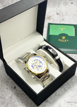 Подарочный набор для мужчины часы и браслет + коробка 161881