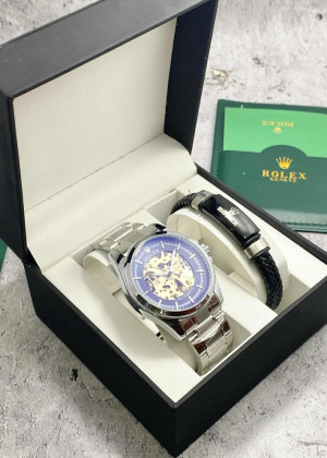 Подарочный набор для мужчины часы и браслет + коробка 161882