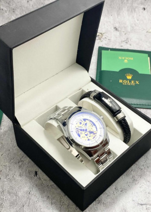 Подарочный набор для мужчины часы и браслет + коробка 161883