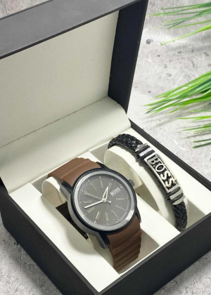Подарочный набор для мужчины часы и браслет + коробка 161891