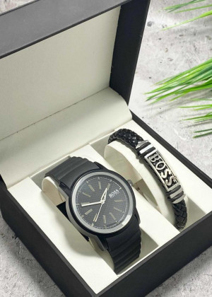 Подарочный набор для мужчины часы и браслет + коробка 161892