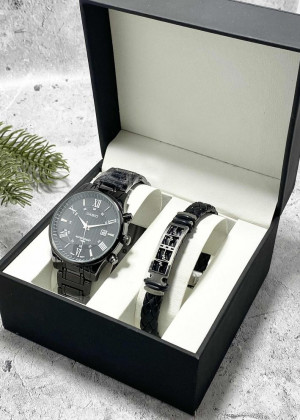 Подарочный набор для мужчины часы и браслет + коробка 161896