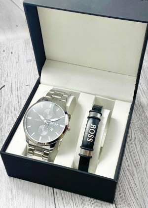 Подарочный набор для мужчины часы и браслет + коробка 161900