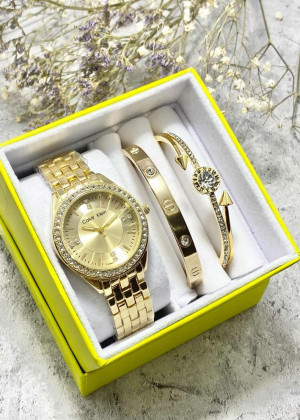 Подарочный набор для женщин часы, 2 браслета + коробка 170759