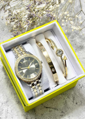 Подарочный набор для женщин часы, 2 браслета + коробка 170764