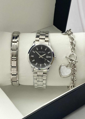 Подарочный набор для женщин часы, 2 браслета + коробка 170817