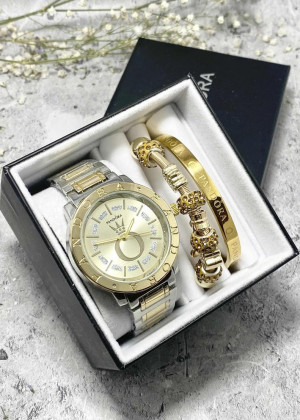Подарочный набор для женщин часы, 2 браслета + коробка 170904