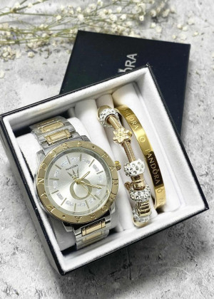 Подарочный набор для женщин часы, 2 браслета + коробка 170905