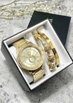 Подарочный набор для женщин часы, 2 браслета + коробка 170906