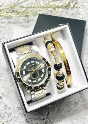 Подарочный набор для женщин часы, 2 браслета + коробка 170907