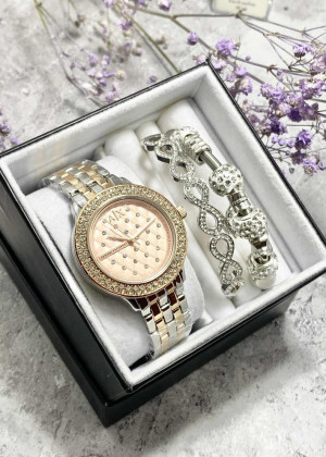 Подарочный набор для женщин часы, 2 браслета + коробка 170937