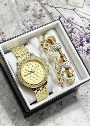 Подарочный набор для женщин часы, 2 браслета + коробка 170938