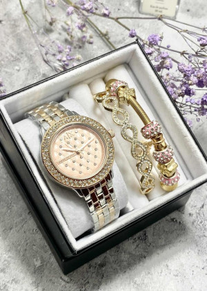 Подарочный набор для женщин часы, 2 браслета + коробка 170940