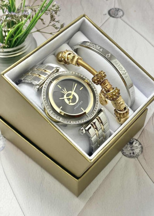 Подарочный набор для женщин часы, 2 браслета + коробка 170967
