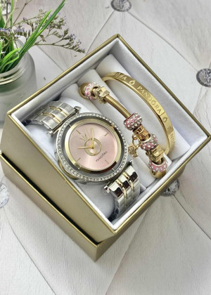 Подарочный набор для женщин часы, 2 браслета + коробка 170968