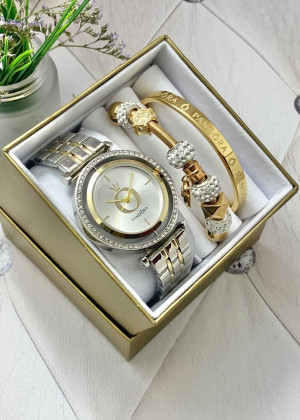 Подарочный набор для женщин часы, 2 браслета + коробка 170969