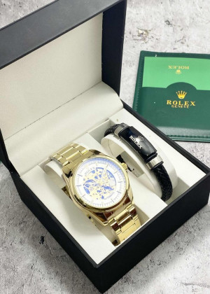 Подарочный набор для мужчины часы и браслет + коробка 171010